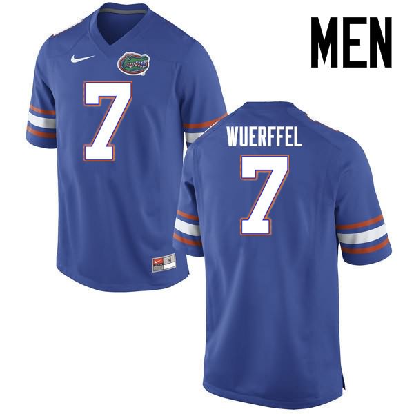 NCAA Florida Gators Danny Wuerffel Men's #7 Nike Blue Stitched Authentic College Football Jersey GDB0764GL